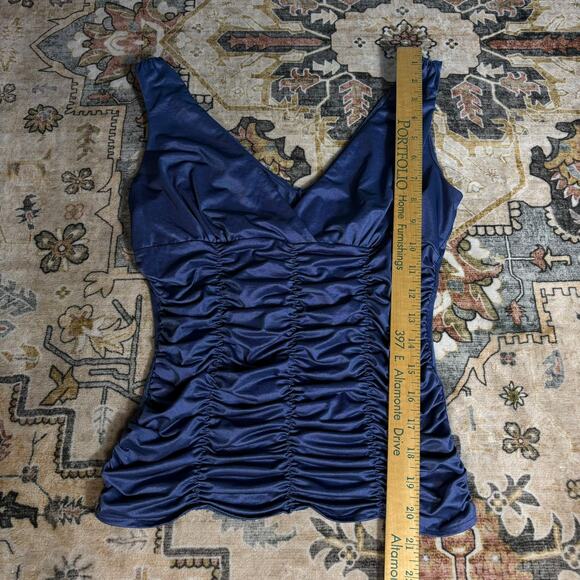Vintage Y2k Ruched Tank Top Express V Neck Club Party Shirt Women's Size Small - Picture 4 of 7